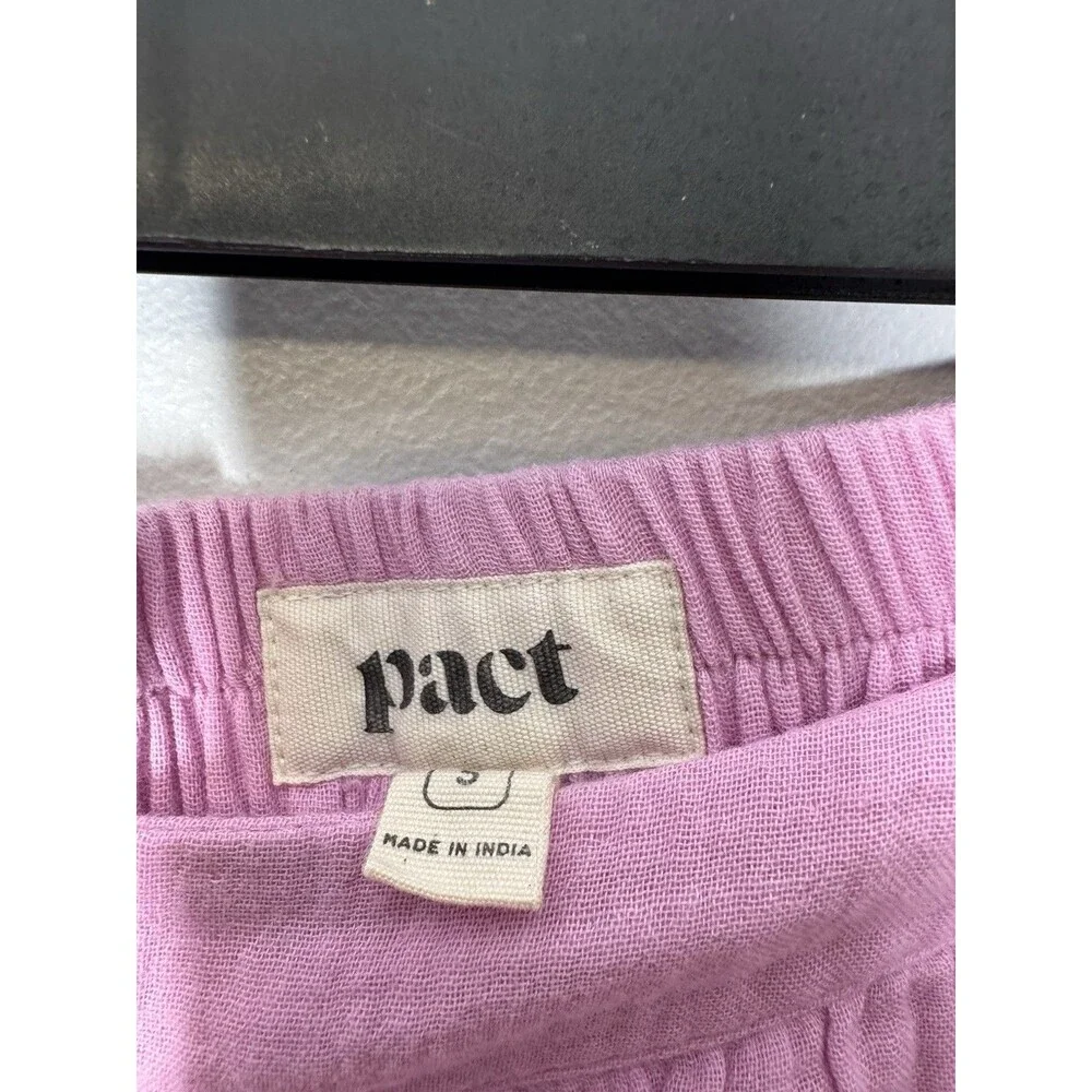 PACT Organic Cotton Midi Skirt Double Gauze Faux Wrap Pink Small Boho Coastal